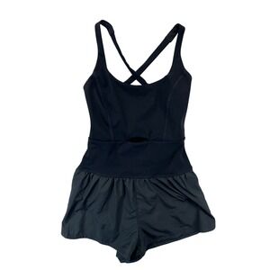 Free People FP Movement Righteous Runsie Romper Womens XS Black One Piece